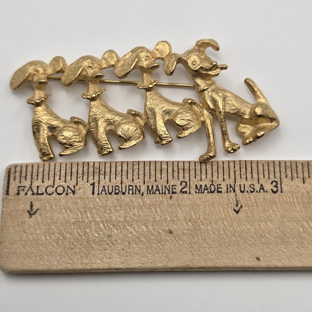 Gold Tone Puppy Dog Brooch Pin - Picture 10 of 11